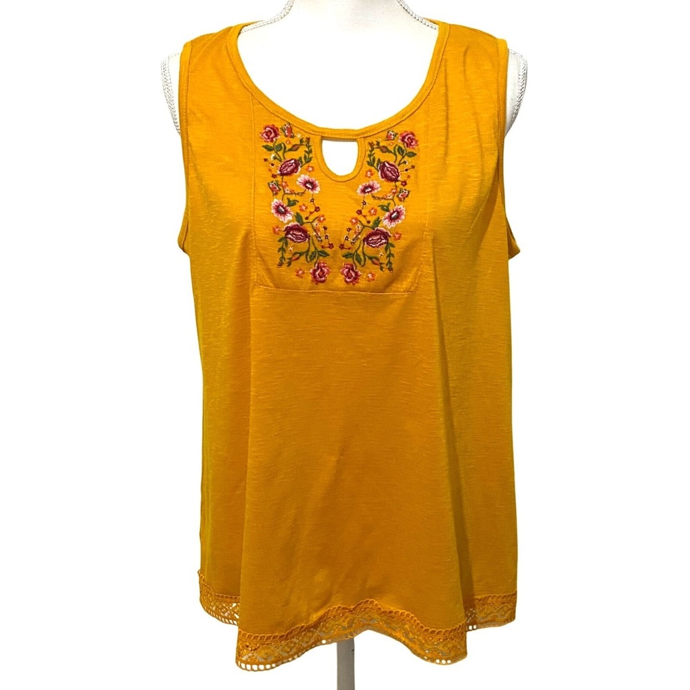 New York Laundry Boho Tank Top Womens XL Hippie Bloomcore Cottagecore Earthcore